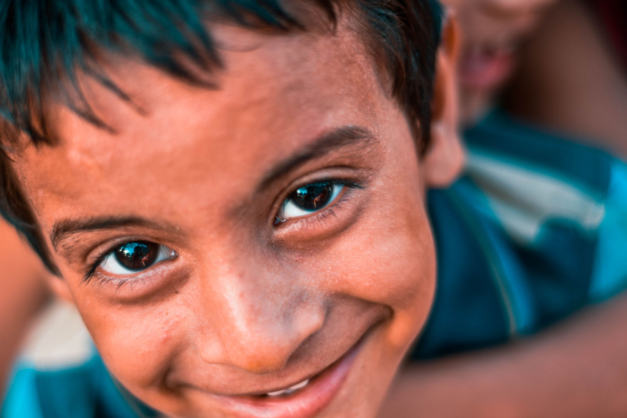 Smiling boy's close-up portrait, Patna