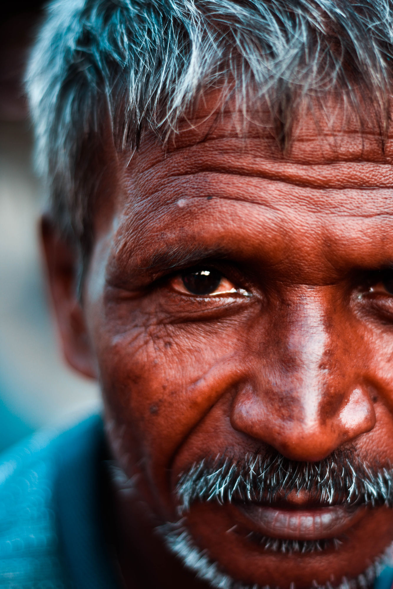 Elderly man's weathered portrait, Patna